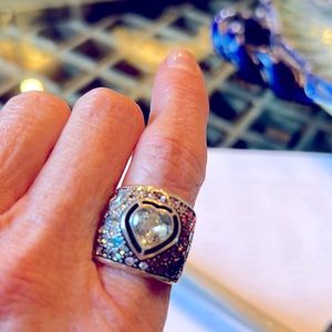 COPY - Brighton bold ring center heart shape clear Swarovski crystal